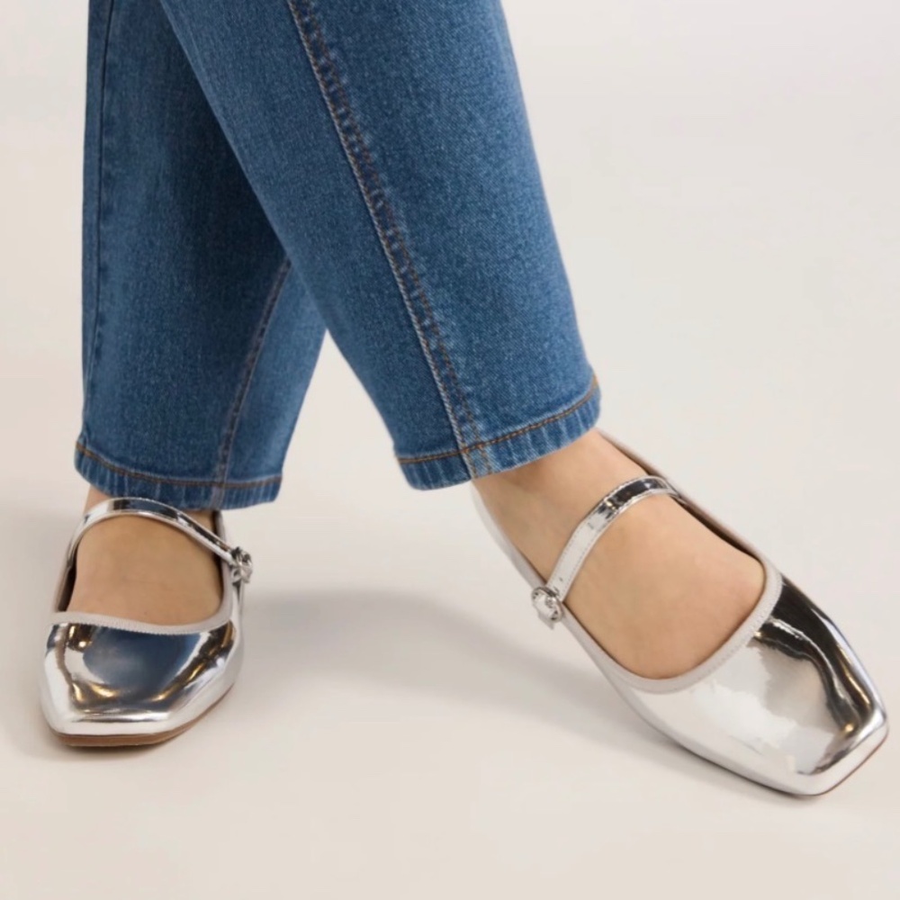Scoop NYC Silver Mary Jane Flats